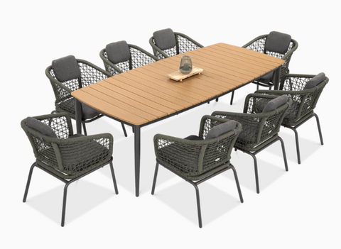 Комплект садових меблів Furrore Roma Dinning 8+1 005269 темно-зелений, Темно-зелений