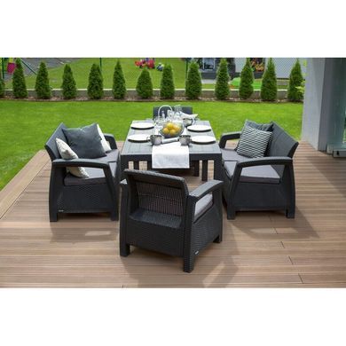 Комплект садових меблів Keter Corfu Fiesta Set 223216 графіт / сірий, Графит
