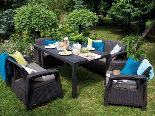 Комплект садових меблів Keter Corfu Fiesta Set 223216 графіт / сірий, Графит