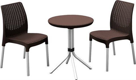 Комплект садовой мебели Allibert Chelsea Set 230678 2 кресла + столик цвет коричневый