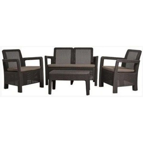 Комплект садовой мебели ( двухместный диван + столик+ 2 кресла ) Allibert Tarifa Sofa + Table 223787 коричневый, серый