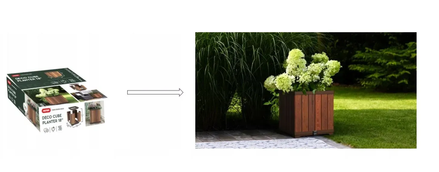 Горщик для квітів Keter Deco square planter 261033 горіх