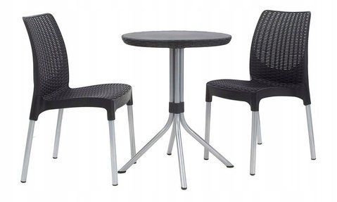Комплект садовой мебели Allibert Chelsea Set 230681 2 кресла + столик цвет графит