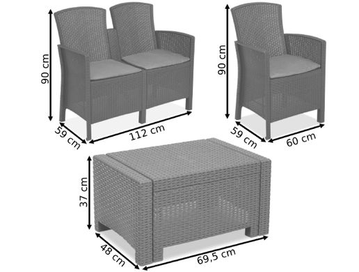 Комплект садовой мебели Bica Set Lido 2 Storage коричневый 9217.3