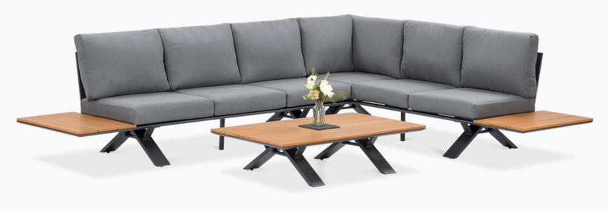 Комплект садових меблів, кутовий диван + столик Focus Garden Sorrento Wood 003066 графіт, Графіт