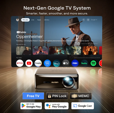 Розумний проектор Aurzen EAZZE D1 MAX 4k з підтримкою Google TV коричневий, Коричневий