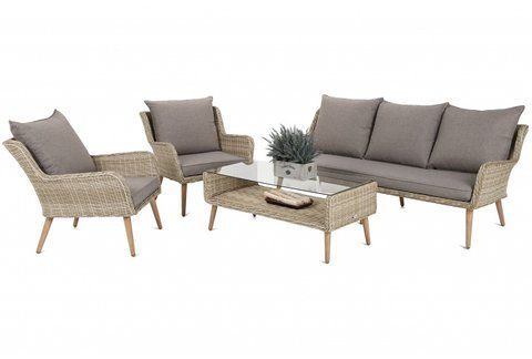 Садові меблі з поліротанга комплект Home Garden 514075 Almeria бежевий каркас алюміній