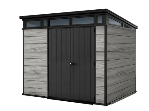 Садовий пластиковий будиночок Keter Signature Pent 9x7 (279см х 218см) 263852 сірий штормовий
