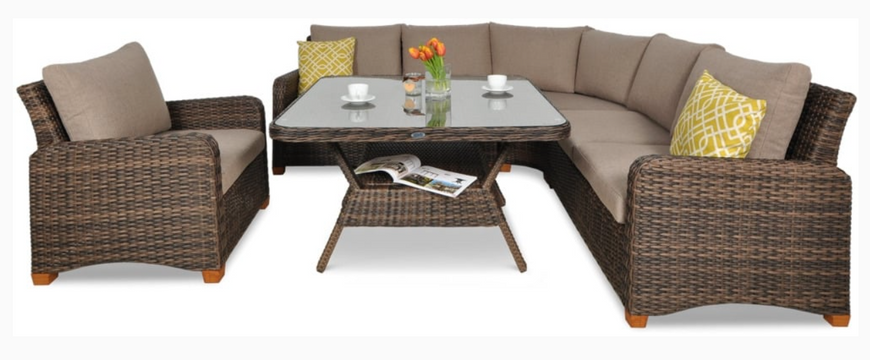 Комплект садових меблів Focus Garden Toledo Dining + пуфи 002192 коричневий, Коричневий