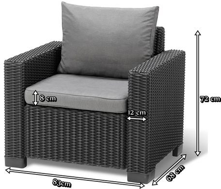 Комплект садовых кресел Keter California Chair 2x 252902 графит (231561)