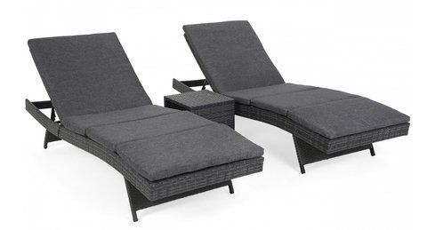 Набір шезлонгів зі столиком для саду та тераси Bora Bora 469871 Grey/Grey Melange
