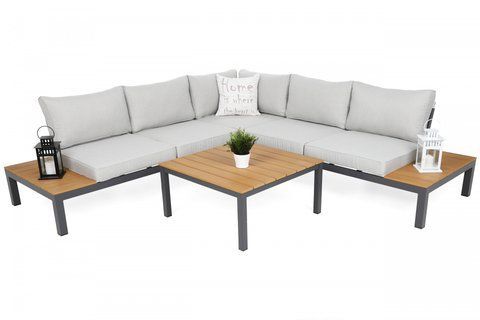 Комплект садових меблів (кутовий диван + столик) алюміній Home Garden Burgos Grey