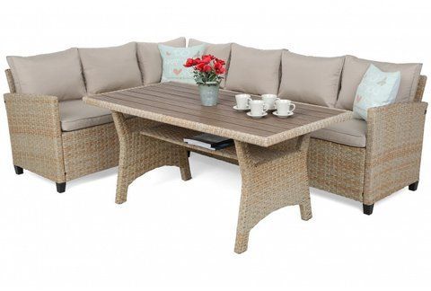 Комплект садових меблів (кутовий диван + стіл) Home Garden Lagos Beige / Ecru