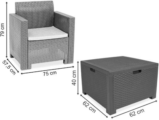 Комплект садовой мебели Bica Set Nebraska Terrace графит 9073.4