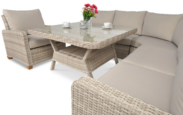 Комплект садовой мебели Focus Garden Toledo Dining + пуфики 002675 бежевый, Бежевый