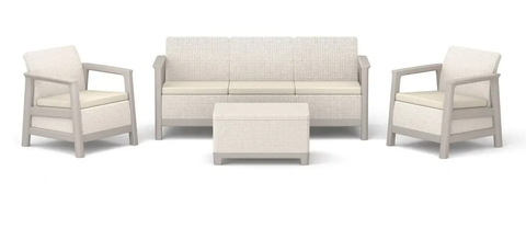 Набор пластиковой мебели для сада Keter Scandi Linea ІІІ Seater Set 264042 серый/светло-серый, Бежевый