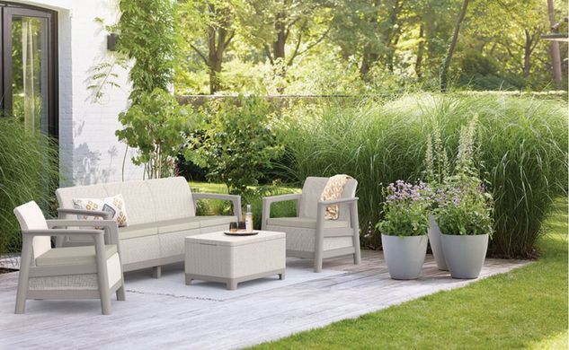 Набір пластикових меблів для саду Keter Scandi Linea ІІІ Seater Set 264042 бежевий/світло-бежевий, Бежевий