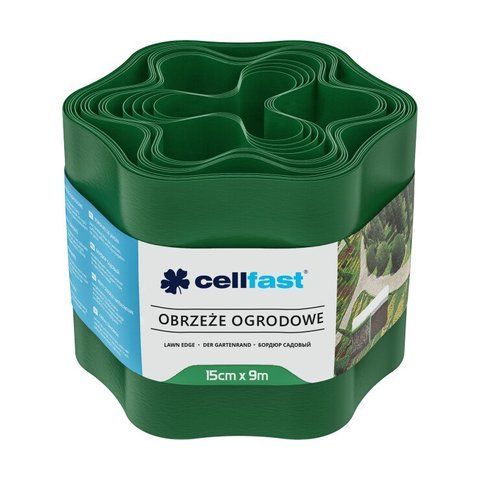 Бордюр садовий Cellfast 15 см &times; 9 м (30-002H) хвиля, зелений, Зелений