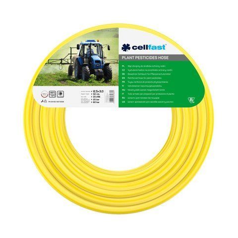 Шланг для поливу пестицидів, армований, жовтий Cellfast 12,5&times;3,0 мм 50м 20-296