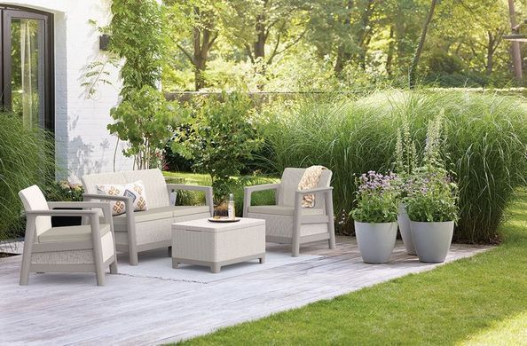 Диван для саду та тераси Keter Scandi Linea 2 Seater Sofa 264046 бежевий/світло-бежевий, Бежевий