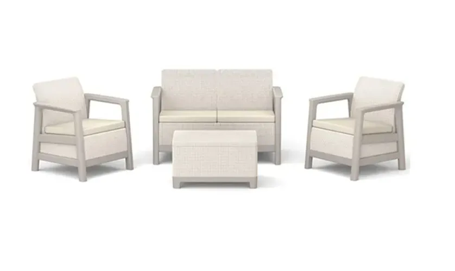Диван для саду та тераси Keter Scandi Linea 2 Seater Sofa 264046 бежевий/світло-бежевий, Бежевий