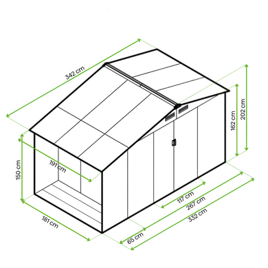 Садовый домик металлический HardMaster Madison 11x6 Cold Grey 003991 (342х191 см)