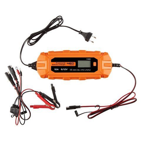 Інтелектуальний зарядний пристрій 10A/160W, 3-200AH, для кислотних / AGM / GEL акумуляторів Neo Tools 11-893