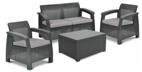 Комлект пластикових садових меблів Keter Corfu II Box Set 258979 графіт