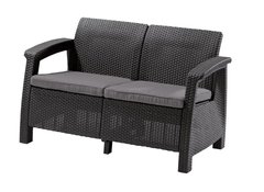 Диван садовый пластиковый Keter Corfu II Love Seat 258973 графит, Графит