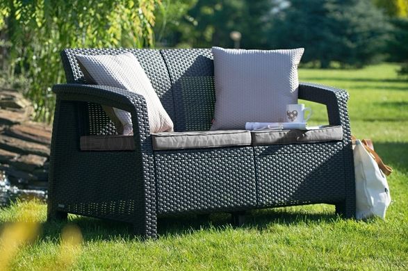 Диван садовый пластиковый Keter Corfu II Love Seat 258973 графит, Графит