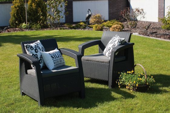 Комплект пластиковых садовых кресел Keter Corfu Duo Set 258976 графит