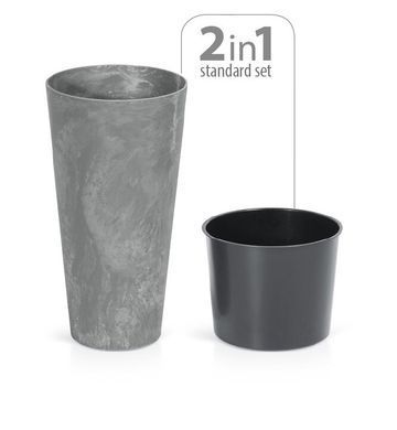 Горщик для квітів пластиковий Prosperplast Tubus Slim Beton Effect DTUS400E-425U темно-сірий