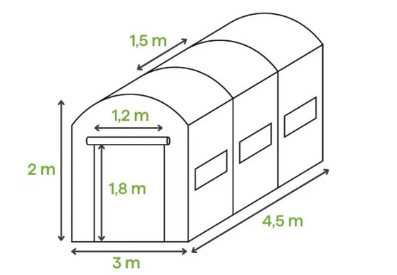 Теплиця садова Cultivo DOUBLE 3х4,5х2 - 13,5м2 білий парник 003323