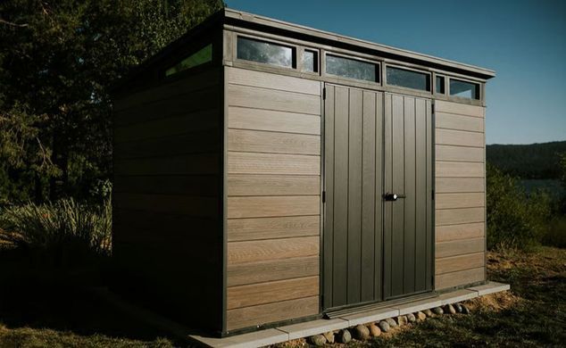 Садовый домик пластиковый Keter Signature Pent 11x7 (342см х 216см) 259822 орех