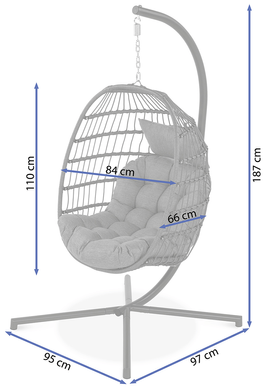 Подвесное кресло-кокон для сада металлическое Focus Garden Harmony 004793 серое, Серый