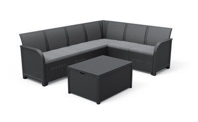 Комплект садовой мебели 249578 Allibert Rosalie 6 seater Corner графит