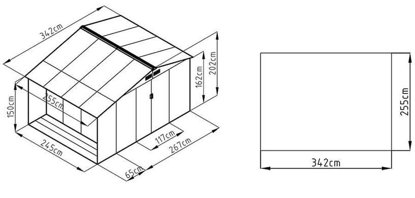 Садовий будиночок металевий HardMaster Madison 11x8 Cold Grey 003994 (242х255 см)
