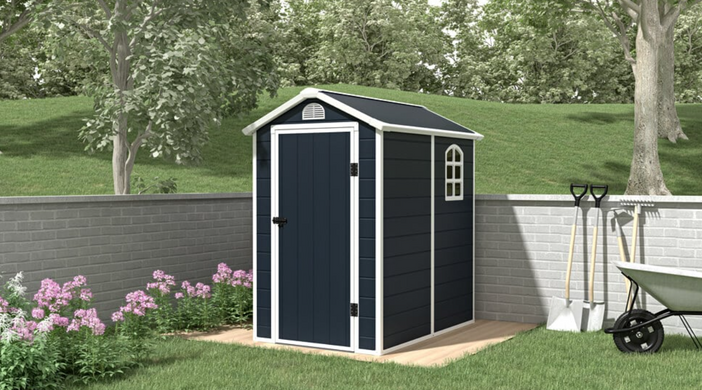 Пластиковий садовий будиночок HardMaster Vermont 003466 Cold Grey (134x192 см)